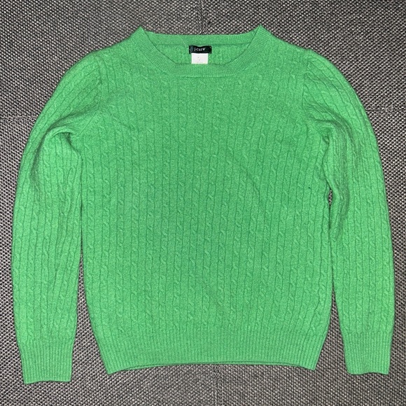 J. Crew Sweaters - J. Crew Green Cashmere Wool Cable Knit Sweater